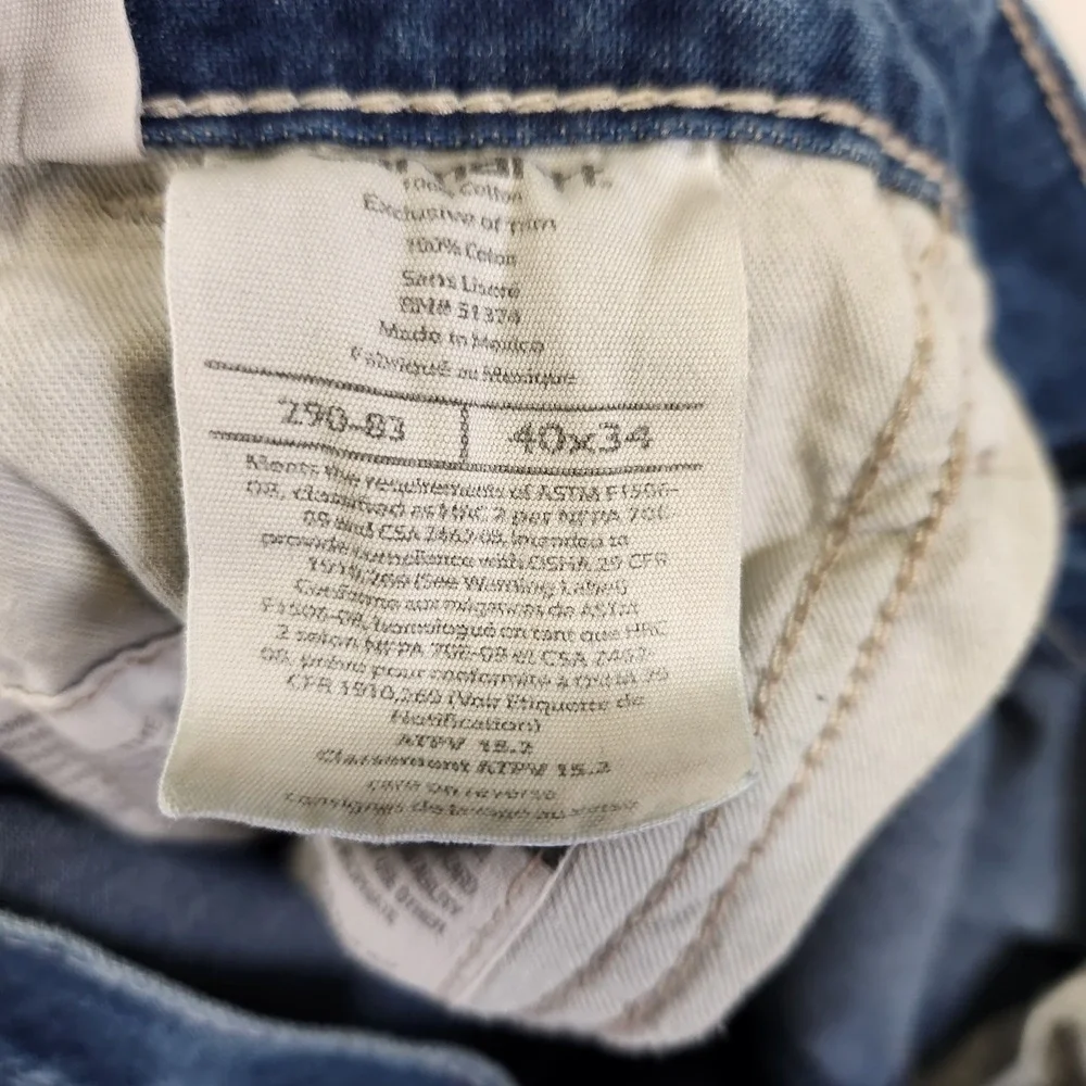 Carhartt FR Men's Blue Denim Carpenter Pants Flame Resistant Workwear Size 40x34